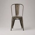 Chaise en acier gris canon de fusil avec dossier arrondi, 45 × 51 × 85 cm
