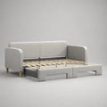 Canapé-lit gigogne 2 places en tissu gris clair, 204 x 96 x 84 cm, couchage 160 x 190 cm