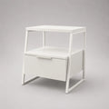 Table de chevet rectangulaire blanche avec tiroir et étagère, 45 x 40 x 60 cm, en MDF et acier
