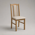 Chaise de salle à manger rembourrée en bois massif et tissu beige, bois naturel clair, 45 × 50 × 98 cm